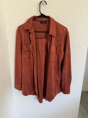 VICI Suede-Look Rust Button Shirt Jacket